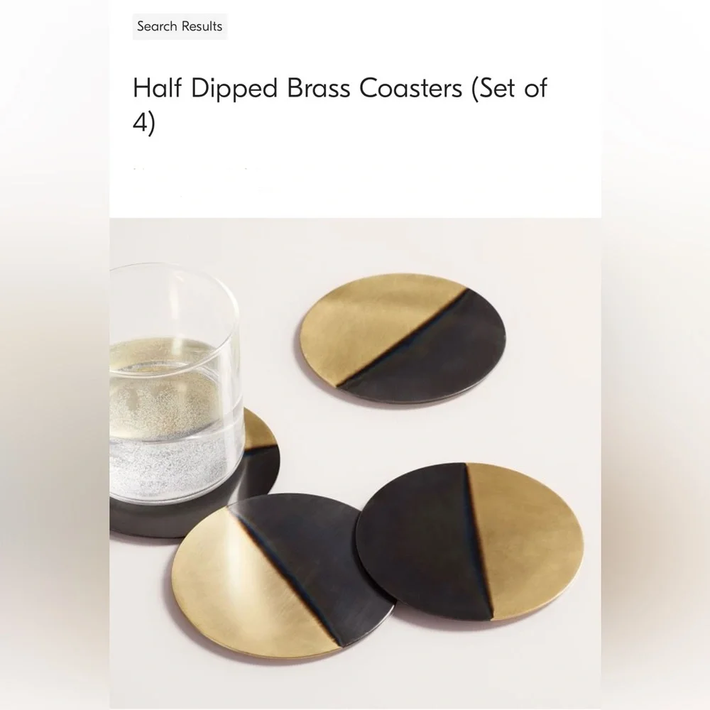 West elm half dipped brass coaster